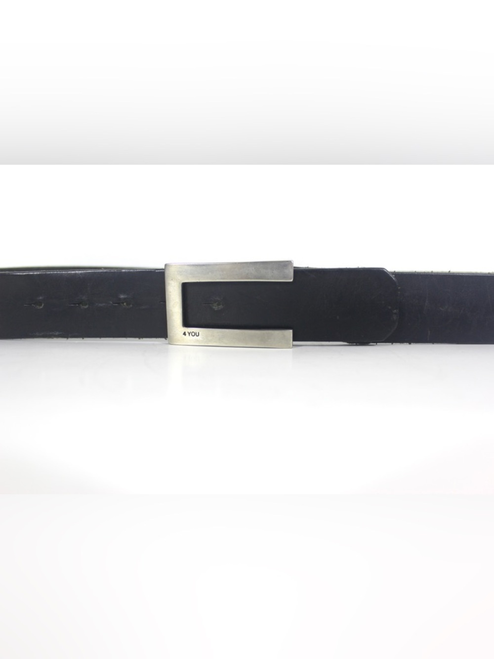 Vintage Thick Black Leather Italian Belt with Silver Buckle Wide 4 YOU